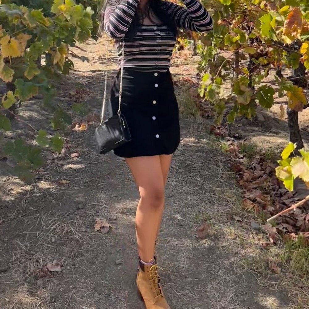 Black Suede Mini Skirt A-Line Casual by H&M